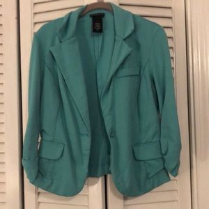Teal 3/4 sleeve blazer